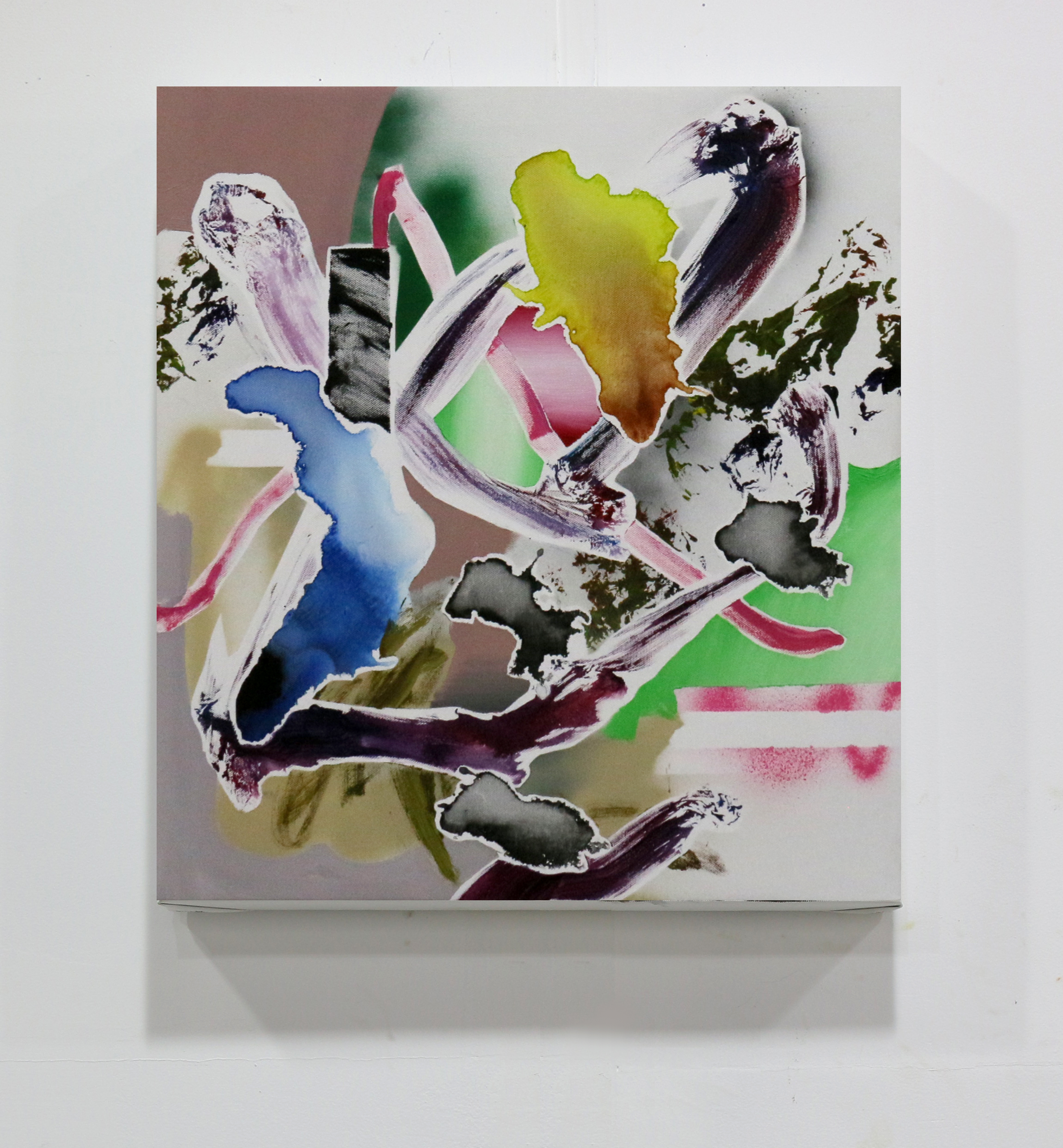 1. check over icecap, 2019, 50x45cm, oil, acrylic and spraypaint on canvas